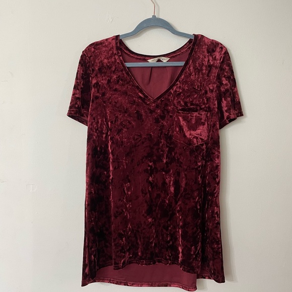 Spring + Mercer wine crushed velvet long legging shirt Medium - Picture 6 of 6